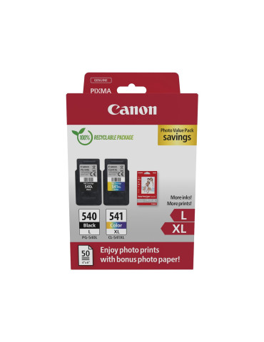 Cartouches Canon PG-540L / CL-541XL - Pack Noir L & Couleur XL+ 50 feuilles Canon Glossy 10x15