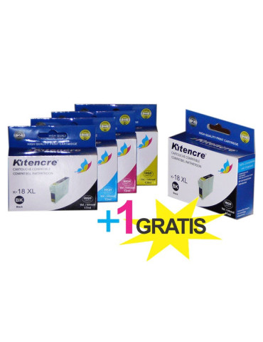 Lot 4 Cartouches +1 GRATUITE - 18 XL