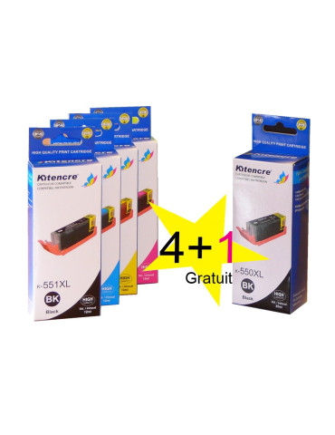 Lot Cartouches CLI551XL / PGI550XL - 4 + 1 GRATIS